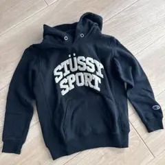 【美品】STUSSY×champion STÜSSYSPORTブラック パーカー