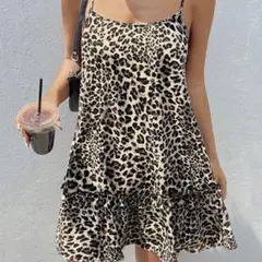 SHEIN キャミソールビスチェ　ワンピース　レオパード柄