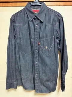 EDWIN E-FUNCTION 長袖デニムシャツ ブルー系 ヴィンテージ