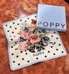 新品　poppy ハンカシュニールハンカチ　あさぎーにょ poppy