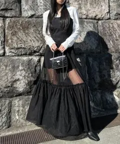 極美品♥️LVEU.　コルセットチュールワンピース　ラメブラック　ムルーア　ザラ