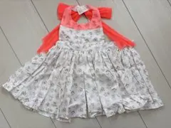 新品⭐︎MARLMARL ⭐︎花柄オレンジリボンエプロン⭐︎80〜90サイズ