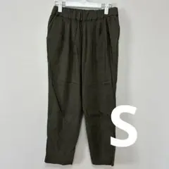ベルメゾン 長ズボン オリーブグリーン スラックス ゴムウエスト 紐 薄手 S