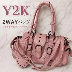 ショルダーバッグ Y2K 2WAY ピンク ハンドバッグ グランジ ギャル 平成