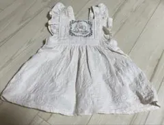 cottoli バースデイ　ホワイト フリル ワンピース　エプロンワンピース