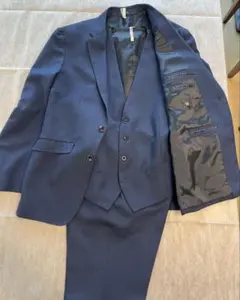 洗える ストレッチ スリーピース SUIT SELECTスーツ ネイビー