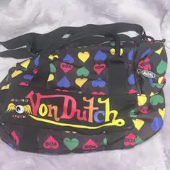 美品 Von Dutchボンダッチキャバス生地 ハンドバッグ ミニボストン