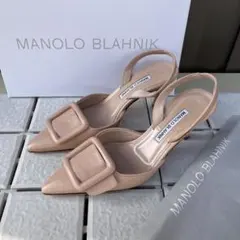 36.5 MANOLO BLAHNIK メイセール　ピンク　パンプス　サンダル