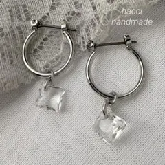 #429 スワロフスキークリアクリスタル　チタンフープピアス/イヤリング