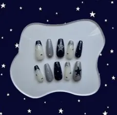 ネイビー×グレーネイルチップ