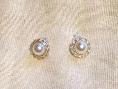 ハンドメイド　イヤリング　パール装飾