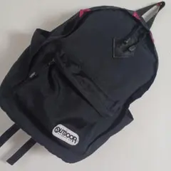 OUTDOOR PRODUCTS リュック 黒 ピンクロゴ　元値8000円のサムネイル