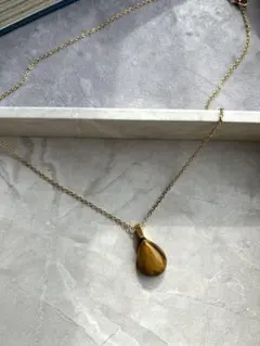 タイガーアイ 天然石の一粒アクセサリー 18mm | ネックレスアレルギー対応a