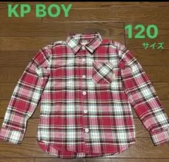 KP BOY 長袖チェックシャツ赤 120