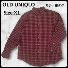 【希少】紺タグ OLD UNIQLO XLサイズ ネルシャツ チェック 古着