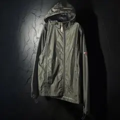 90s TOMMY HILFIGER ナイロンマウンテンパーカー カーキ　袖ロゴ