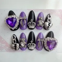 【現品】地雷 量産 病み 推し メンヘラ マグネット パープル ネイルチップ