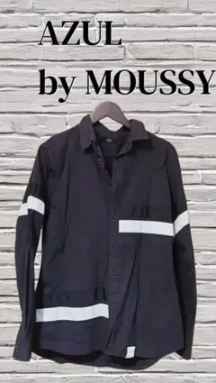 AZUL by MOUSSY ブラックストライプシャツ