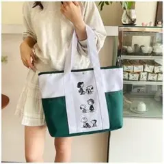 新品未使用　スヌーピー 白緑　トートバッグ
