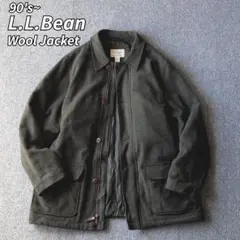 90s L.L.Bean ウール ハーフコート ジャケット オリーブ 古着 XL