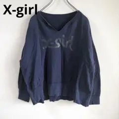 X-girl エックスガール デカロゴ スリットネック 裏起毛 スウェット