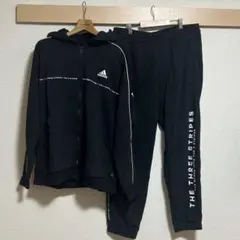 adidas アディダス 上下セット セットアップ 黒 ブラック ワイド