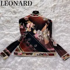 T583 美品 M レオナール シルク100% 花柄 総柄 ニット レディース T583 美品 M レオナール シルク100% 花柄 総柄 ニット レディース
