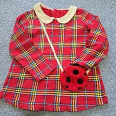 インセクトコレクション　てんとう虫　チュニック　トレーナー　　　　チェック柄　赤