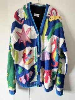 珍品◎vintage 海の生き物　お魚カーディガン