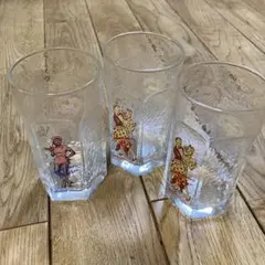 ミスタードーナツ 六角グラス　柄あり 3個セット　ミスド　レトロ　タンブラー