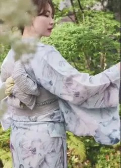 Herlipto／Karin 浴衣 帯セット 花柄　mint 水色のサムネイル