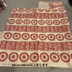 コットンこばやし】綿麻キャンバス風 ブロックプリント調生地 赤 和柄 エスニック