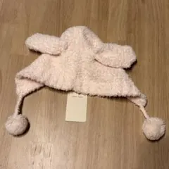 新品　petit main ピンク ベビー帽子 46CM うさぎ