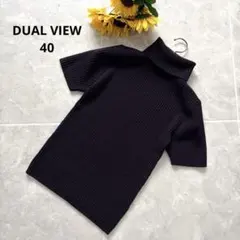 ⑧14 DUAL VIEW 40 半袖リブタートルニット 毛100% 通勤 上品のサムネイル