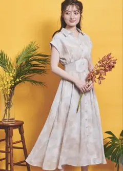 【19,800円→3700円】Noela アート柄ウエストリブワンピース