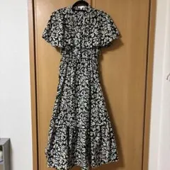 rienda 花柄 ロングワンピース ブラック M
