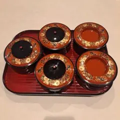 漆器 桶 5個とトレイ