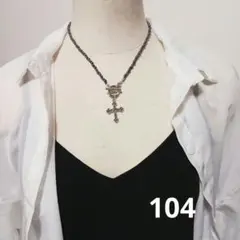 十字架 ビーズネックレス Y2K ゴシック パンク ロック グランジ ダークコア