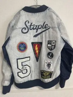 Staple パッチ付き デニムジャケット　セットアップ　　ズボンとセット購入可のサムネイル