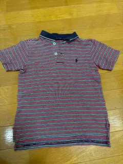 送料無料　ラルフローレン　赤と青のストライプ ポロシャツ 110cm