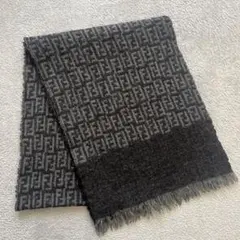 FENDI ウール ロゴマフラー グレー