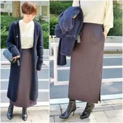 秋冬物★美品★IENA ウールチェックタイトスカート 定価15,400円 イエナ