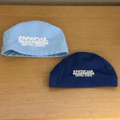 セントラルスポーツ　スイムキャップ　紺　水色　サイズL