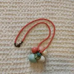 コーラルピンク フルーツモチーフ ネックレス　#パラビオン　#Par Avion