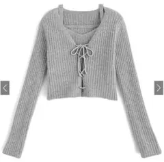 GRL レースアップトップス×キャミニットアンサンブル[mb1577]