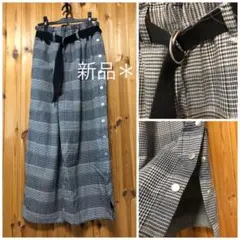 新品♡サイドボタン＊リングベルト付きワイドパンツ