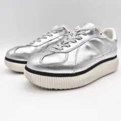 オニツカタイガー デレシティ シルバー ホワイト レザー 厚底 25.5