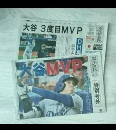 【BIG値下げ】大谷翔平選手 岩手日報号外 11/22 岩手日報朝刊 11/23のサムネイル
