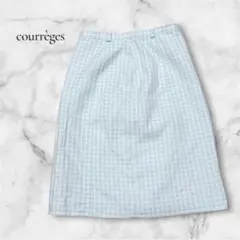 【クレージュ 】courrèges チェック柄 タイトスカート 64-91 水色のサムネイル