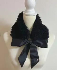 ♡MARY QUANT♡ティペット♡黒♡リボン♡ファー♡マフラー♡